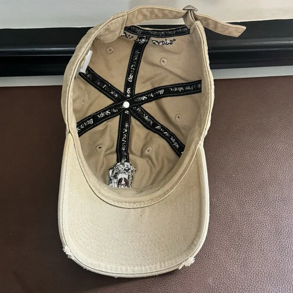 Fish Fear Me Bass Pro Shops Hat Distressed Fishing Cap Tan Adjustable